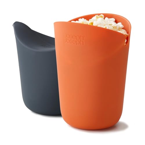Joseph Joseph M-Cuisine – Set mit 2 Silikon-Mikrowellen-Popcornkegeln – Orange/Grau