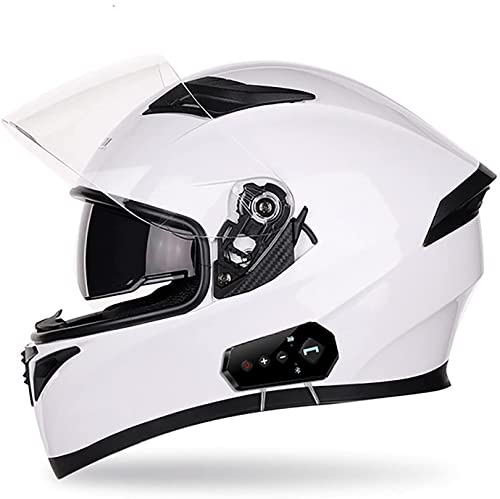 Klapphelm Motorradhelm Bluetooth Integralhelm Damen Und Herren Mit Doppelvisier ECE Zertifiziert Motorrad Full Face Helm Rollerhelm Doppelspiegel Sturzhelm,für Automatische Reaktion