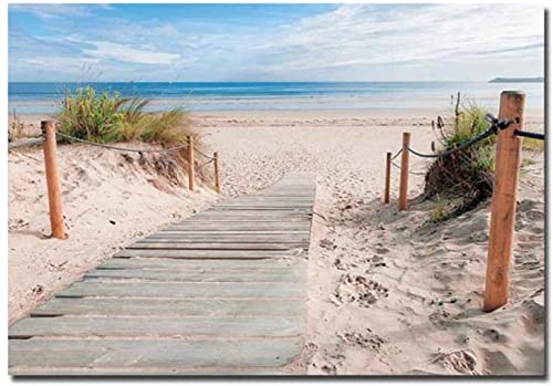 Posterbild 40x60cm rahmenloses Strandbild. Küstensand und Holzpfähle. Leinwand Wandkunst Bild HD Druckbild