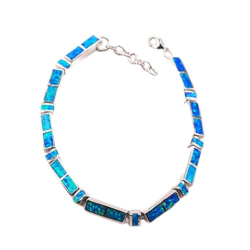 CAZARU Armbänder für Frauen Blue Fire Opal 925 Silber Armband