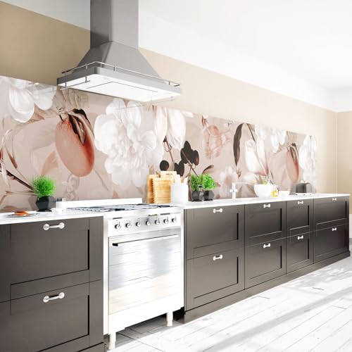 Arcondo Küchenrückwand Spritzschutz Selbstklebend mit Motiv Früchte und Blumen vom Mittelmeer Folie Premium Glanz 50 x 70 cm