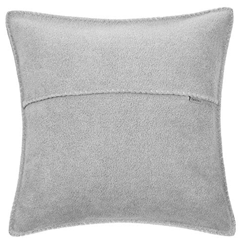 Soft-Fleece-Kissenbezug - Polarfleece mit Häkelstich - weiche, hochwertige Sofa-Kissenhülle - 40x40 cm - 920 light grey mel. - von 'zoeppritz since 1828'