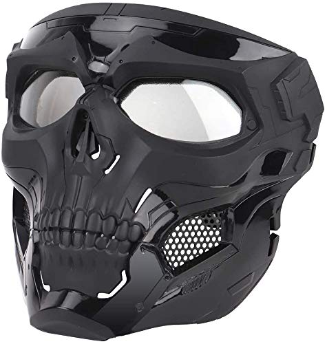 NC Paintball Taktischer Helm Kopf Verstellbarer Schädel Vollgesichtsmaske, Luftgewehr Militärische Halloween Party Maske
