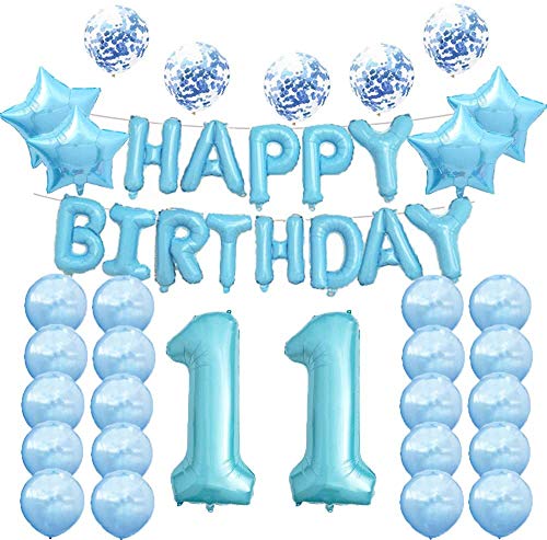 Partyzubehör zum 11. Geburtstag, Luftballons, Blau, Nummer 11, Latex-Luftballons, Dekoration, tolles Geschenk zum 1. Geburtstag, für Mädchen, Foto-Requisiten