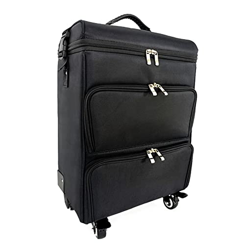 Kosmetik Trolley Rollkoffer Schminkkoffer Mit 360° Drehbaren, Kosmetiktasche Aus Segeltuch, Beauty Case Reisetrolley Friseurkoffer Kosmetik Trolley, Für Visagisten, Schwarz