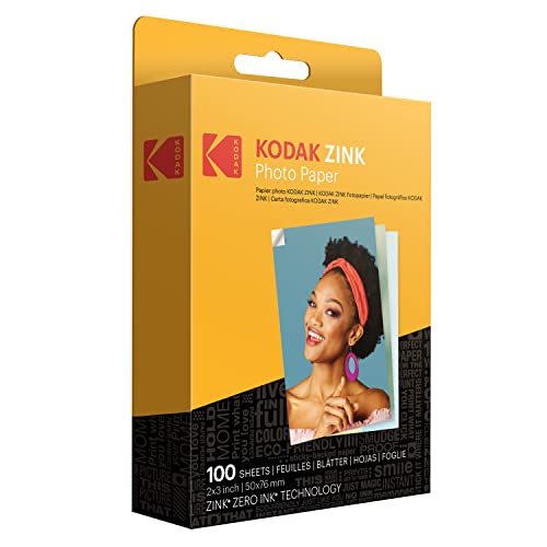 Kodak 2"x3 Premium Zink Fotopapier (100 Blatt) Kompatibel mit Kodak PRINTOMATIC-, Kodak Smile- und Step-Kameras und -Druckern