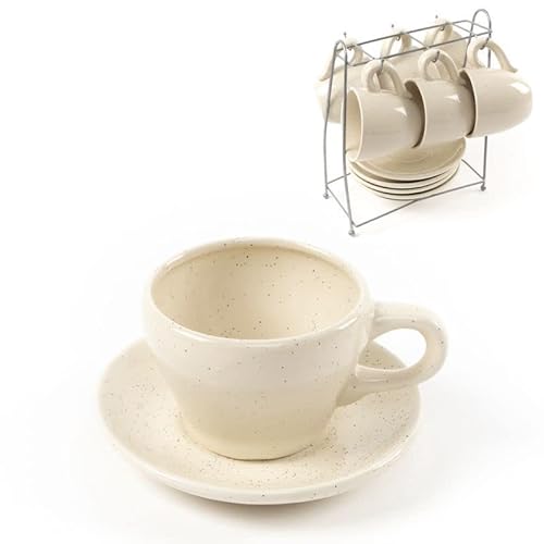ROCKING GIFTS CafÈ-Set aus Keramik mit Halterung, 6 x 100 ml