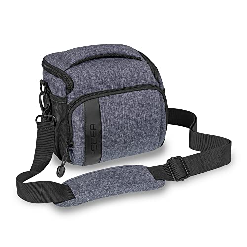PEDEA DSLR-Kameratasche "Fashion" Fototasche für Spiegelreflexkameras mit wasserdichtem Regenschutz, Tragegurt und Zubehörfächern, Gr. L grau