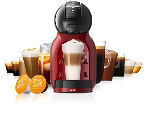 Krups KP123H Nescafé Dolce Gusto Mini Me Kaffeekapselmaschine | 15 Bar | kompakt | Hochdruck-Kaffeemaschine | über 30 Kaffeekreationen | wählbare Getränkegröße | Schwarz/Cherry Red