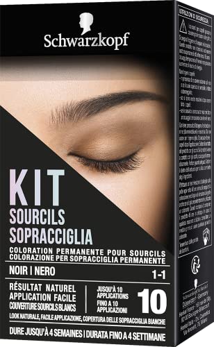Schwarzkopf, Augenbrauen-Set, dauerhafte Färbung für Augenbrauen, Farbe für Augenbrauen, bis zu 10 Anwendungen, Farbton 1-1 Schwarz