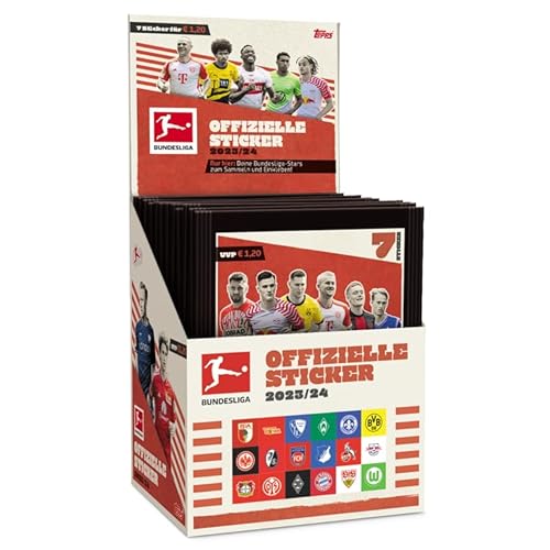 Topps Bundesliga Stickers 23/24 - Displaybox - 36 Päckchen pro Display Box (252 Sticker)