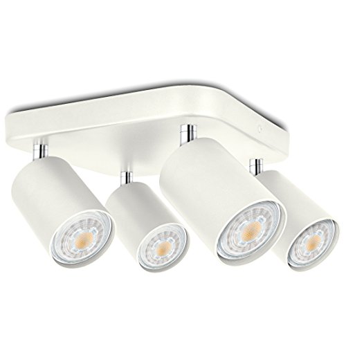 LED Deckenstrahler Weiß, 4 flammig dreh- und schwenkbar - Spotserie 4er - Spot Beleuchtung inklusive 4 x LED GU10 warmweiß