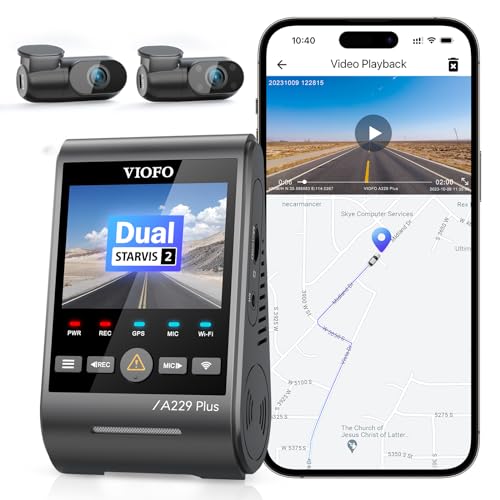 VIOFO A229 Plus 3 Lens 2K + 2K + 1080P, Dual STARVIS 2, HDR Vorne hinten Dashcam Auto, Sprachsteurung & 5GHz Wi-Fi WLAN Autokamera, Ultrapräzises GPS, Super Nachtsicht 2.0, Sprachausgabe, 512 GB Max