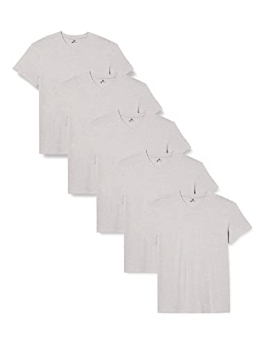 Lower East Herren T-Shirt mit V-Ausschnitt, 5er Pack, Einfarbig, Gr. Small, Grau (Grau Melange)
