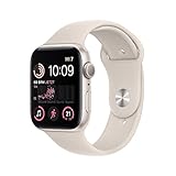 Apple Watch SE (2. Generation) (GPS, 44mm) Smartwatch - Aluminiumgehäuse Polarstern, Sportarmband Polarstern - Regular. Fitness-und Schlaftracker, Unfallerkennung, Herzfrequenzmesser, Wasserschutz