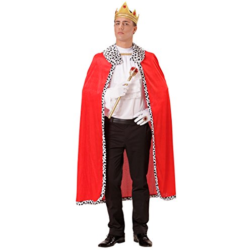 Amakando Königskostüm Königsmantel mit Krone rot Umhang mit Königskrone Prinzenumhang Königsrobe königliche Robe Faschingskostüm