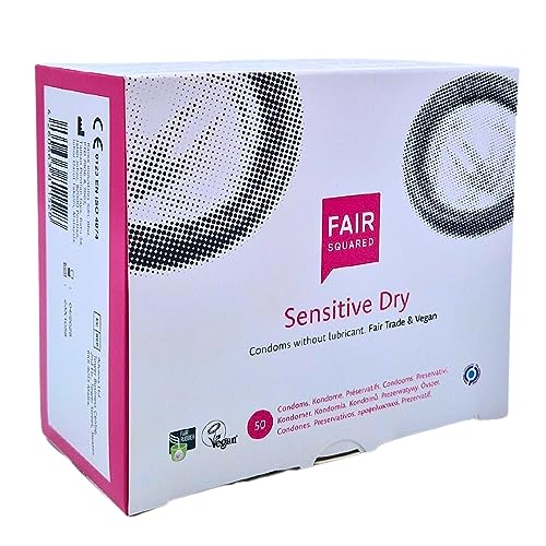 FAIR SQUARED Sensitive Dry Kondome 50 Box 53 mm – Vegane Kondome 50er aus fair gehandeltem Naturkautschuk – Kondom gefühlsecht hauchzart