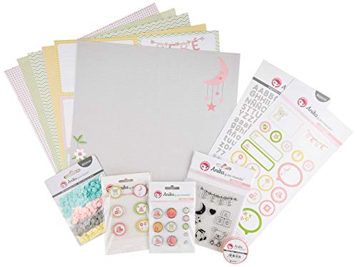 Anita & Seine Welt Kollektion Rosa Baby Set Koffer für Scrapbooking (Papier, Aufkleber, Buttons, Epoxy, Stempel, Aufkleber), Papier, 30,5 x 30,5 cm