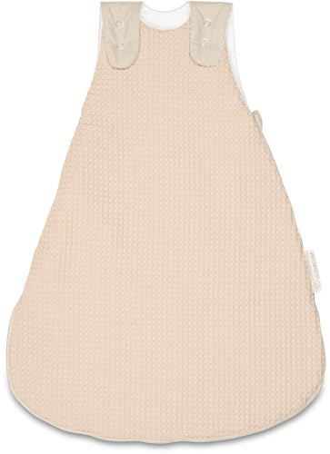 ULLENBOOM Schlafsack Baby 0 bis 3 Monate, 56/62, Waffelpiqué Sand (Made in EU) - Baby Schlafsack Neugeboren - Ganzjährig für Frühling, Herbst und Winter, Babyschlafsack mit 2,5 TOG