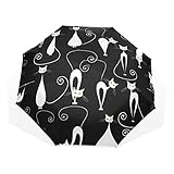 ISAOA Automatischer Reise-Regenschirm,kompakt,faltbar,Süße Katze Kätzchen,Winddicht Stockschirm,Ultraleicht,UV-Schutz,Regenschirm für Damen,Herren und Kinder