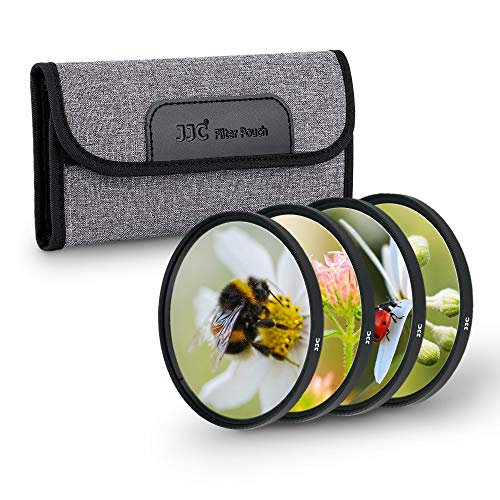 JJC 40,5 mm Nahlinsenfilter Set Makroobjektivfilter (+2, +4, +8, +10) 4 Stück/Set mit Objektivfiltertasche für Canon Nikon Sony Pentax Olympus Fuji DSLR Kamera