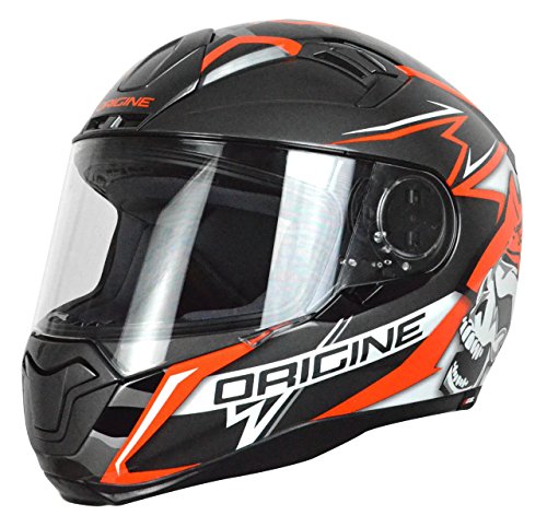 Herkunft Helmets Helm Motorrad, Schwarz/Rot, Größe L