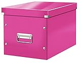 Leitz WOW Click & Store Aufbewahrungsbox mit Griffen, Würfelform groß passend für Kallax Regal, stabil und faltbar, Pink, 61080023