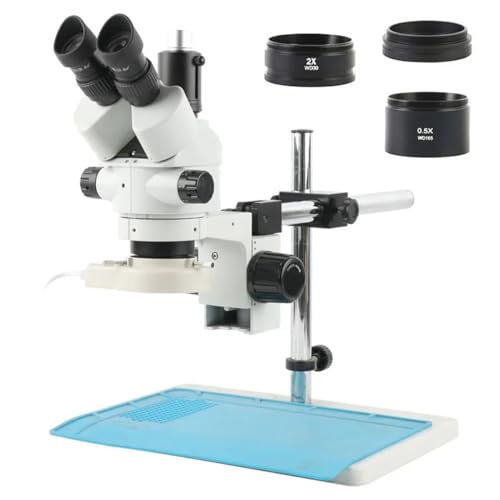 Mikroskop-Zubehör-Kit Simulfokales Trinokularmikroskop 3,5X-90X Industrie-Kontinuierliches Mikroskop + 0,5X 2X Objektivlinsenwerkzeug + 144 LED-Ringlicht Mikroskopische Objektträger (Size : C)