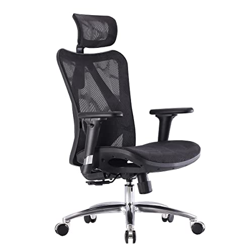 Angel Bürostuhl ergonomisch | Schreibtischstuhl hat verstellbare Lordosenstütze & Kopf- und Armlehne | Office Chair mit Höhenverstellung und Wippfunktion | Bürostuhl 150 kg belastbar
