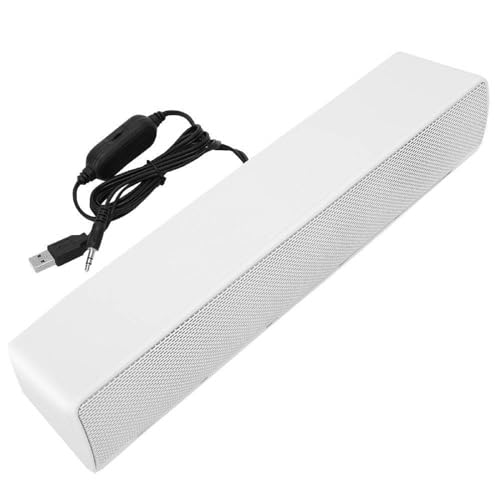 Soundbar Stereo Kabel USB Music Player Bass Surround Sound Box 3,5 mm Eingang für PC-Handys(Weiß)
