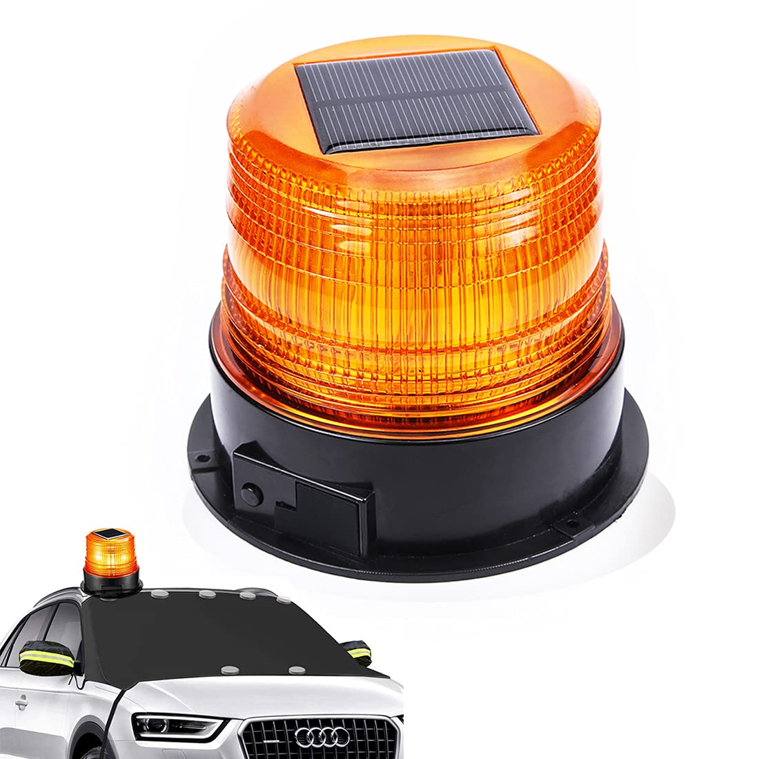 ONCCI 12V Solar/USB Warnleuchte LED Rundumleuchte Magnet Warnlicht Blinkleuchte für Auto PKW LKW Kabellose super helle