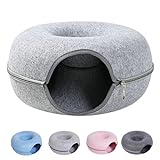 Meowmaze Cat Bed, Meowmaze Cat Tunnel Bed, Felt Cat Donut, Cat Donut Bed Tunnel, Washable Interior Cat Play Tunnel, Cat Cave for Indoor Cats (B,S)