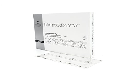 TattooMed Tattoo Protection Patch 2.0 - Transparente Atmungsaktive Hautschutzauflage für Tätowierte Haut - Einzelnd Verpackt (1 x 50 Stück)