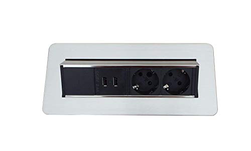 Q/Backflip edelstahl 2er Steckdose mit USB Anschluss