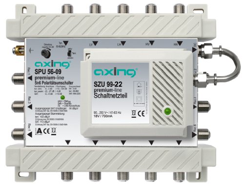 Axing SPU 56-09 SAT-Multischalter 6 Teilnehmer Premium-Line erweiterbar aktiv Quad-tauglich energiesparend (5 x 6)