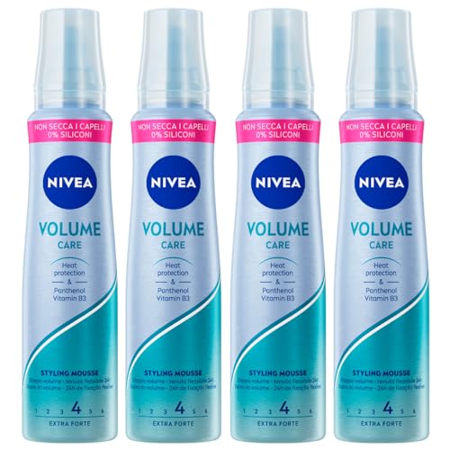 Nivea Styling Mousse Volumen Schaumstoff Haar doppelt Volumen Volumen Volumen Befestigung lang ohne Kleber - 4 Flaschen à 150 ml
