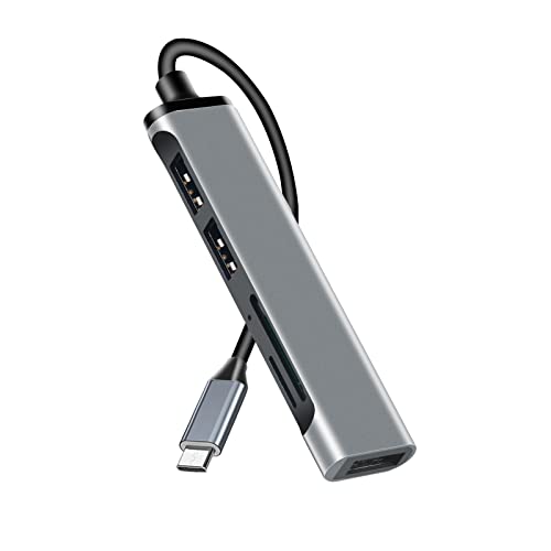 USB-C-Hub-Adapter, 5-Port-USB-Hubs, ultradünn, USB-Daten-Hub mit 2 USB 2.0, 1 USB 3.0, Micro-SD-/TF-Steckplatz, Dockingstation, tragbarer USB-Splitter für Schreibtischverlängerung, Mac Mini/Pro,