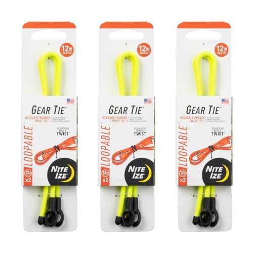 Nite Ize Gear Tie Loopable Twist Tie 30,5 cm – Neongelb – 6 Stück (3 Stück)