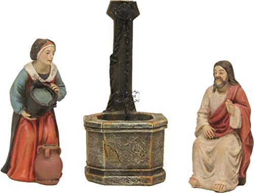 ÖLBAUM Figuren-Set, 3-TLG. Darstellung: Jesus mit Samariterin am Jakobsbrunnen, Größe:Figur 9 cm