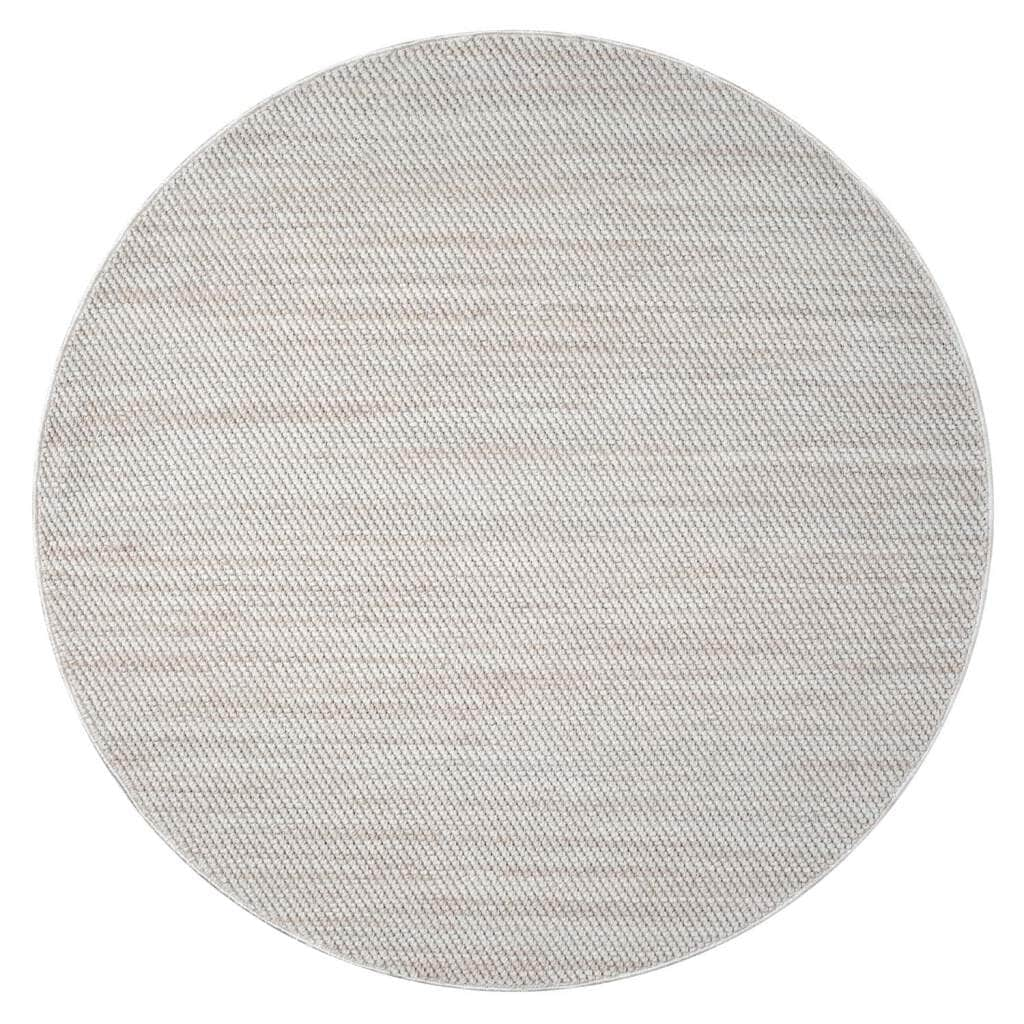 carpet city Teppich Kurzflor Wohnzimmer - Creme - 160x160 cm Rund - Teppiche Boho-Style - Einfarbig - Schlafzimmer, Esszimmer