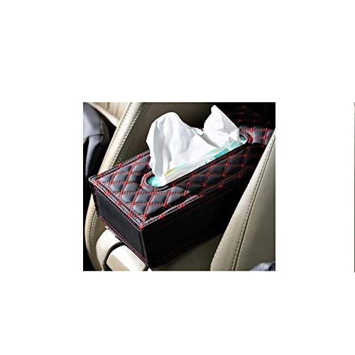 ZXGQF Tissue Box Pu Rechteckiger Faltbarer Papierhandtuchhalter Für Zuhause BüroAuto Dekoration Tissue Box Halter, Rote Linie