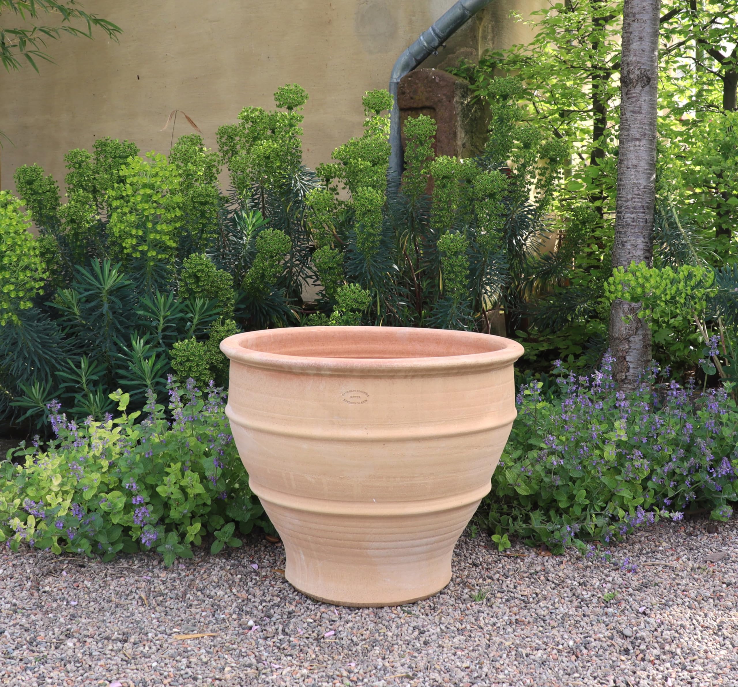 Palatina-Keramik | großer breiter Pflanzkübel Übertopf aus Terrakotta | 60 cm | winterharter Blumenkübel Außen Garten Buxus