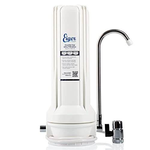 Eiger Arbeitsplatten-Wasserfilter für VOC-Zysten, Chlor, THMS-Geschmack und Geruch, 0,5 Mikron (weiß)