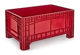 Großbehälter 1200x800x580 mm, Umzugsbehälter, Transportbox, Kunststoffbehälter, Containerwagen, Transportwanne, Made in Germany in 3 Farben mit 4 Füßen Farbe rot