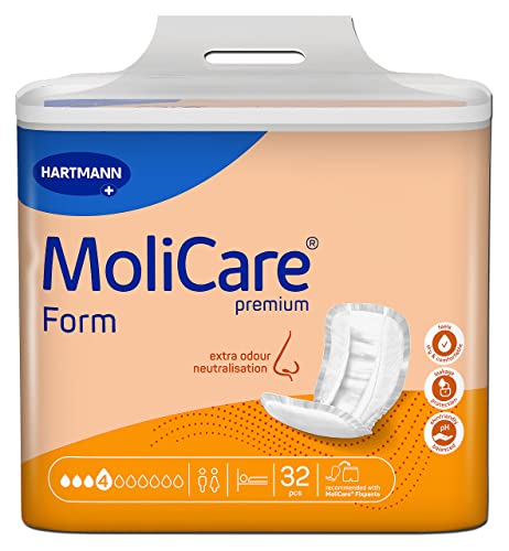 Molicare Premium Form 4 Tropfen, für leichte Inkontinenz: maximale Sicherheit, extra Auslaufschutz und Diskretion für Frauen und Männer, 4x32 Stück