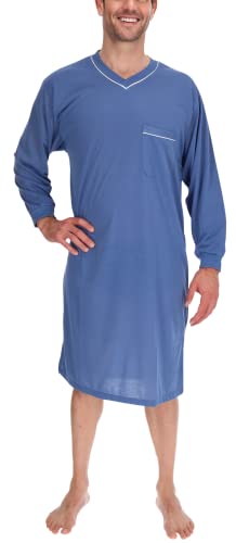 Schuerzenfabrik langärmliges Herren-Nachthemd Nachtkittel Nachtgewand Schlafhemd, Größe:XL, Farbe:Brillantblau