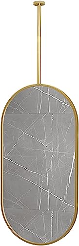 Moderner Goldener ovaler Spiegel, an der Decke hängender Stangenspiegel für Wohnzimmer, Eingang, Badezimmer, Waschraum, Hotelgeschäft, anpassbarer Wanddekorspiegel (Größe: 40 cm x