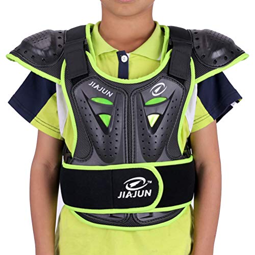 Kids Armor Weste für Brustwirbelsäule, Rückenstütze, Schutzausrüstung, Jacke, Hemd für Motorrad, Dirtbike, Motocross, Skifahren, Snowboarden (Grün, L)