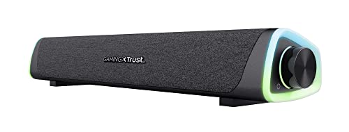 Trust Gaming GXT 620 Axon RGB Soundbar 12W, Stromversorgung über USB, 3.5mm AUX, PC Lautsprecher mit LED-Beleuchtung für Desktop-Computer, Laptop, Smartphone, Tablet, TV - Schwarz