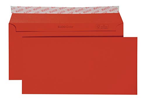 Elco 18833.92 Color Box mit Deckel und 250 Briefumschläge/Versandtasche, Haftklebeverschluss, C5/6 DL, 100g, intensiv-rot , Fenster: nein